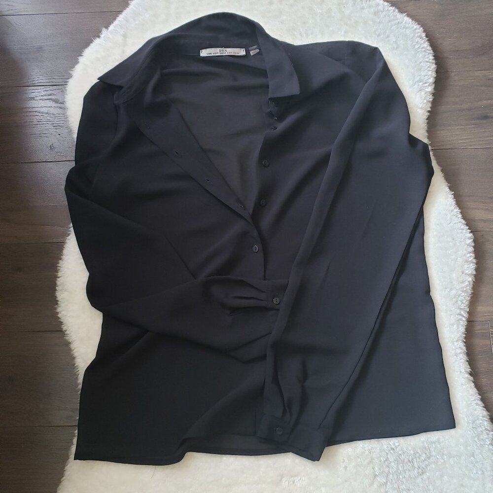 DEX Sheer Black Blouse - XS - Versatile Summer Top